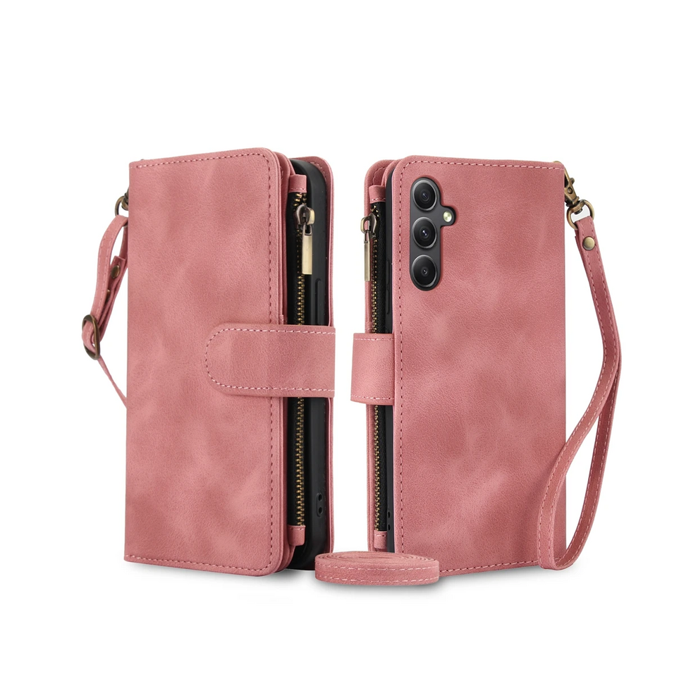 (Rosegold, For S23ultra) Zipper Wallet Case For Samsung Galaxy S25 Ultra S2 967854912791