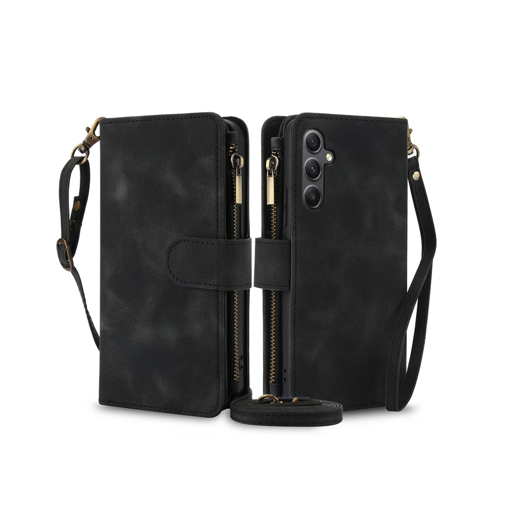 (, For S24ultra) Zipper Wallet Case For Samsung Galaxy S25 Ultra S2 Black 967854913378