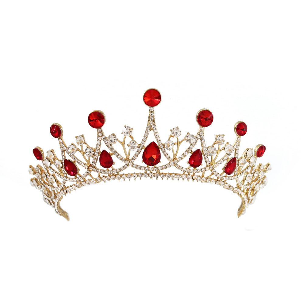 Higohome Diad   me de mari   e vintage en strass pour femme, couronne, bandeau, f   te, bal de promo, jardin, rouge