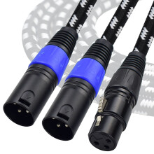 Mugteeve XLR Y-splitter 1 vrouwelijk naar 2 mannelijk 3 meter microfoon XLR breakout-kabel gebalanceerd links en rechts dubbel mannelijk naar enkel v