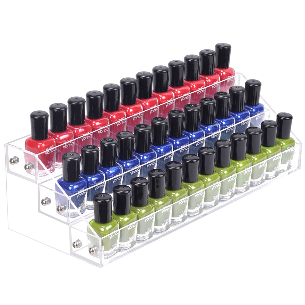 Umirokin Nail Polish Rack 3 Tier Acrylic Display Stand Holder Nail Polish Organizer Essential Oil Storage Paint Shelf Holds Up To 36-56 Bottles