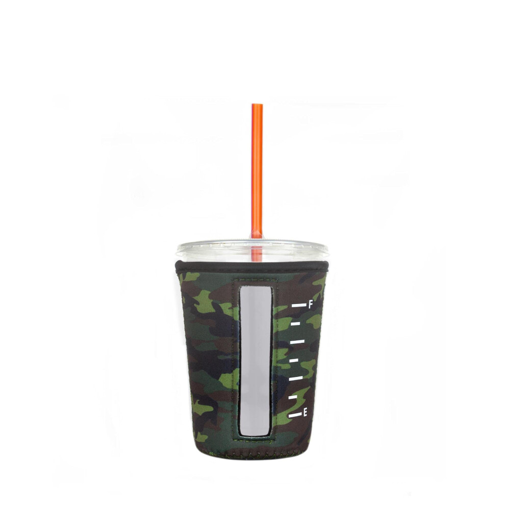 Reusable Insulator Neoprene Cup Sleeve for Iced Beverages and Coffee Camo  Small
