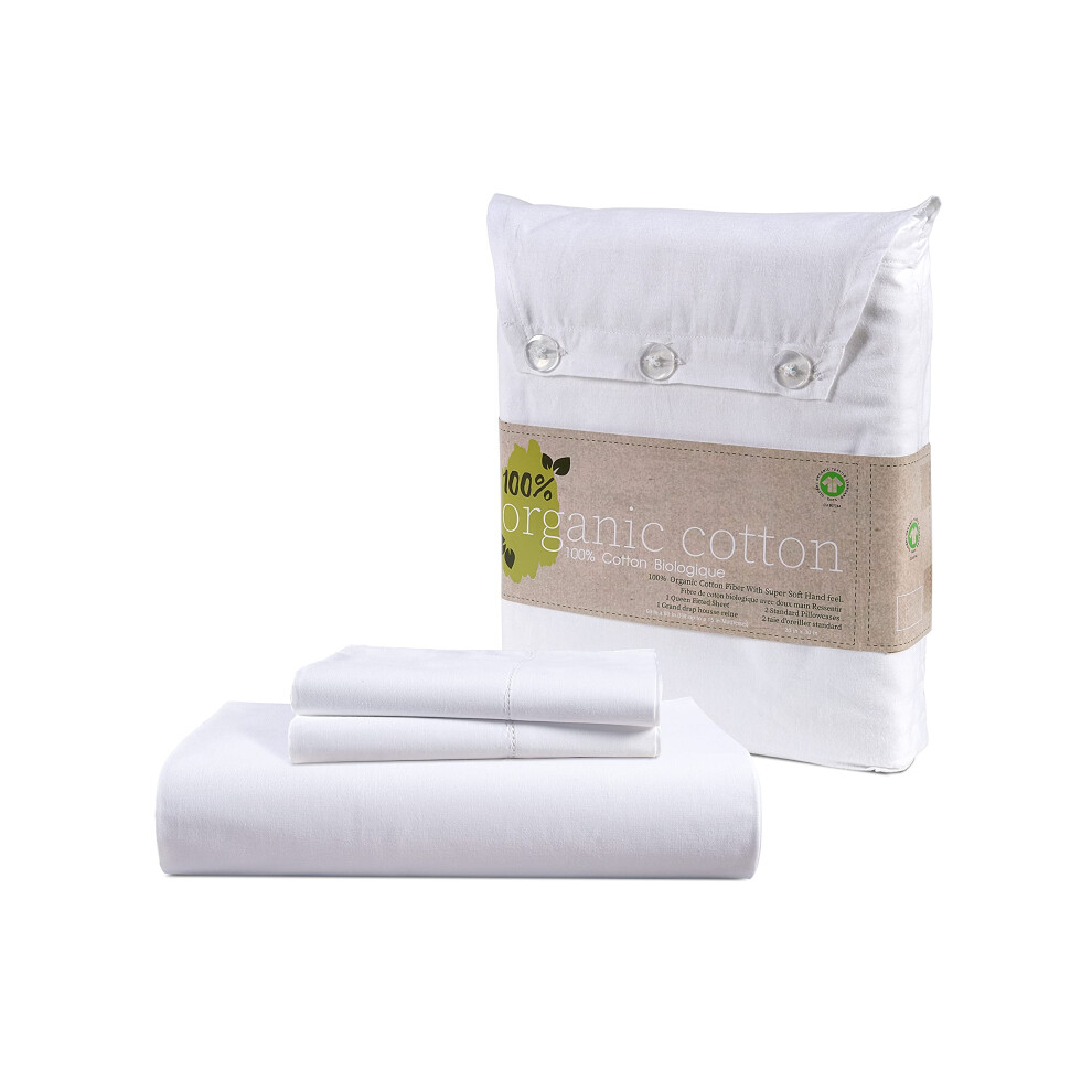 Parure de draps-housses 100 % coton biologique LANE LINEN, 2 pi   ces (1 drap-housse, 1 taie d'oreiller), tissage percale, l   ger, ultra doux et res
