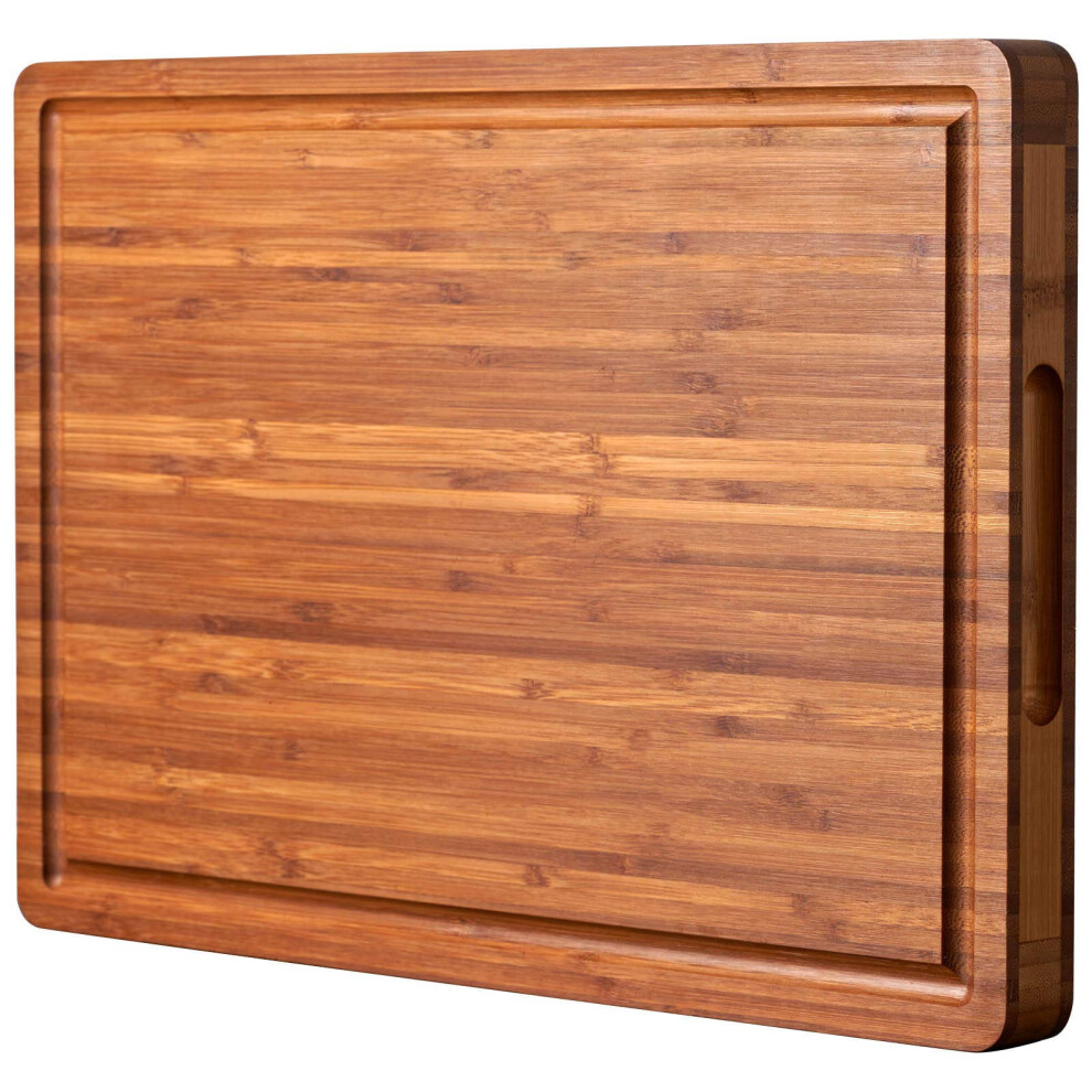Allsum Bamboo Wood Cutting Board For Kitchen 1 Thick Butcher Block Cheese Charcuterie Board With Side Handles And Juice Grooves 16X11