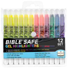 Lot de 12 surligneurs gel Bible Safe de US Office Supply - Ensemble de 6 surligneurs jaune fluo vif et 6 couleurs orange, rose, violet, vert et b