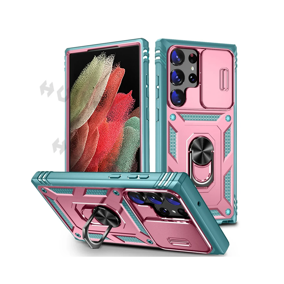(Pink Green, Samsung S23) Camera Slide Lens Case For Samsung Galaxy S25 Ultr Pink,Green 967854961201