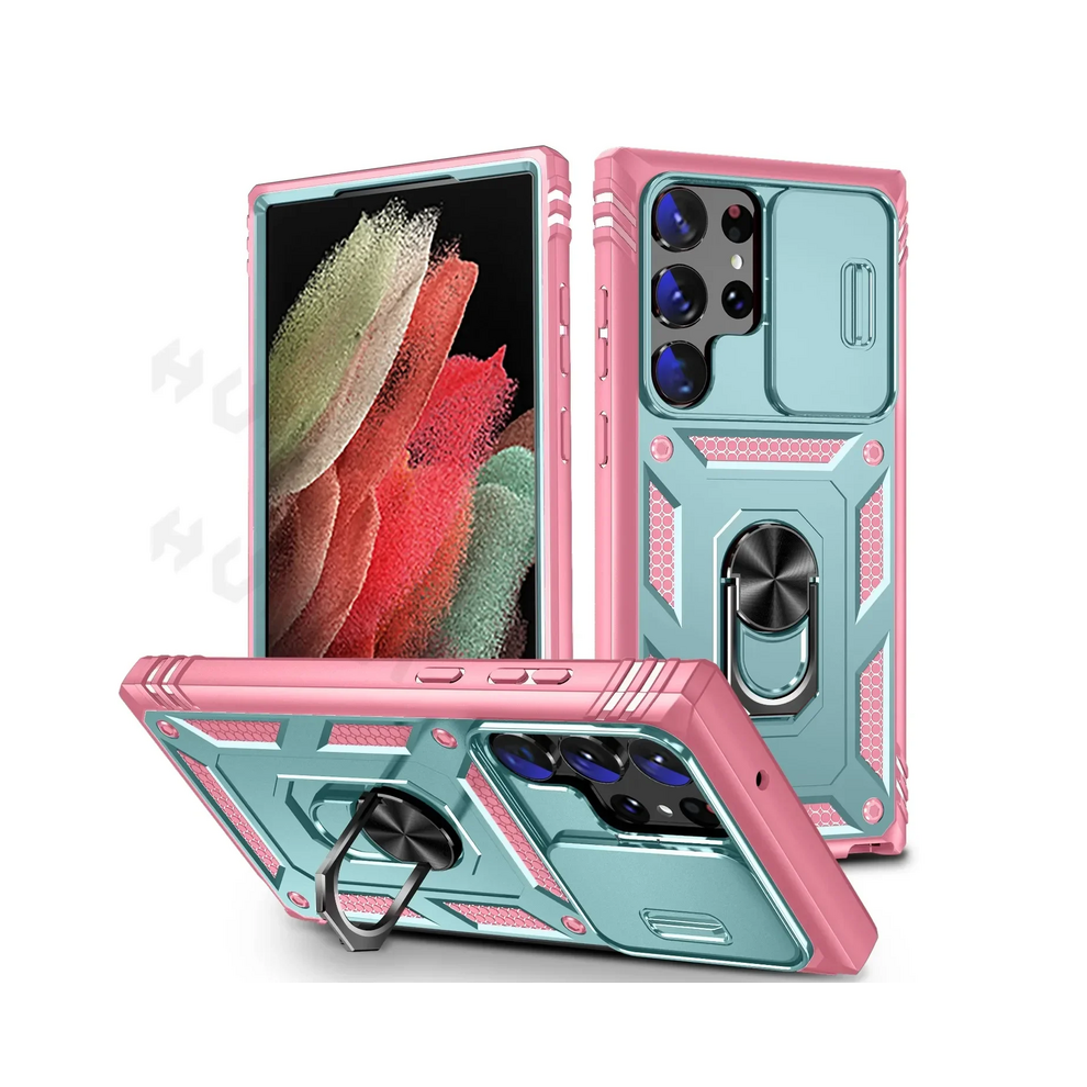 (Green Pink, Samsung S23 Fe) Camera Slide Lens Case For Samsung Galaxy S25 Ultr Pink,Green 967854961393