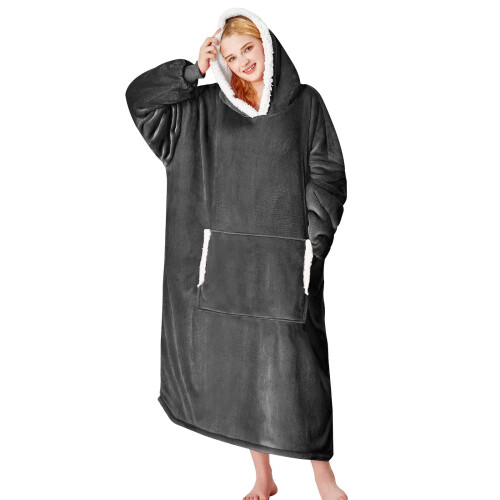 yescool Oversized Φορετό Μπλουζάκι Φούτερ, Φλις Σαφράν Μπλένκετ για Ενήλικες