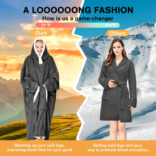 yescool Oversized Φορετό Μπλουζάκι Φούτερ, Φλις Σαφράν Μπλένκετ για Ενήλικες 1