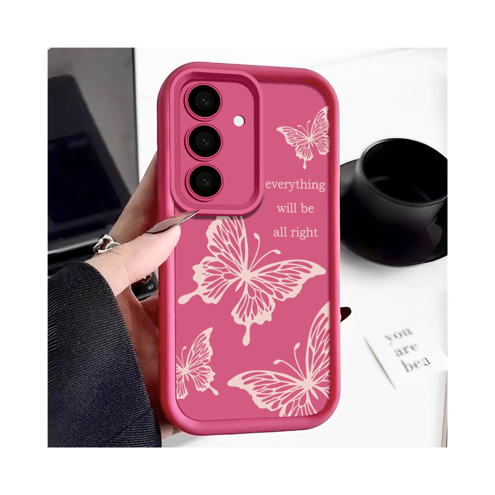 (A340 Hot For Samsung A25 5G) Butterfly Case For Samsung Galaxy S24 S23 S22 S25 Pink 967854972764