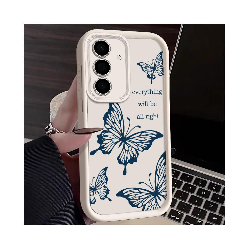 (A342 Beige, For Samsung A54 5G) Butterfly Case For Samsung Galaxy S24 S23 S22 S25 Cream 967854973907