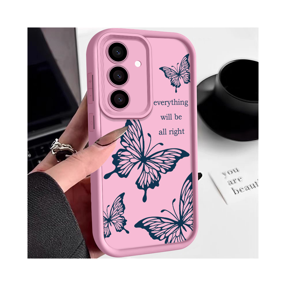 (A342 For Samsung A54 5G) Butterfly Case For Samsung Galaxy S24 S23 S22 S25 Pink 967854973983