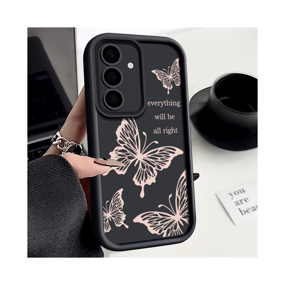(A340 For Samsung A34 5G) Butterfly Case For Samsung Galaxy S24 S23 S22 S25 Black 967854974607
