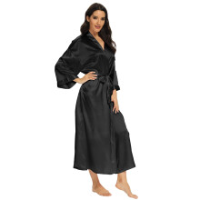MizzGenio Abito Lungo in Satin per Donne Taglie Forti, Leggero, Nero, 4X/5X