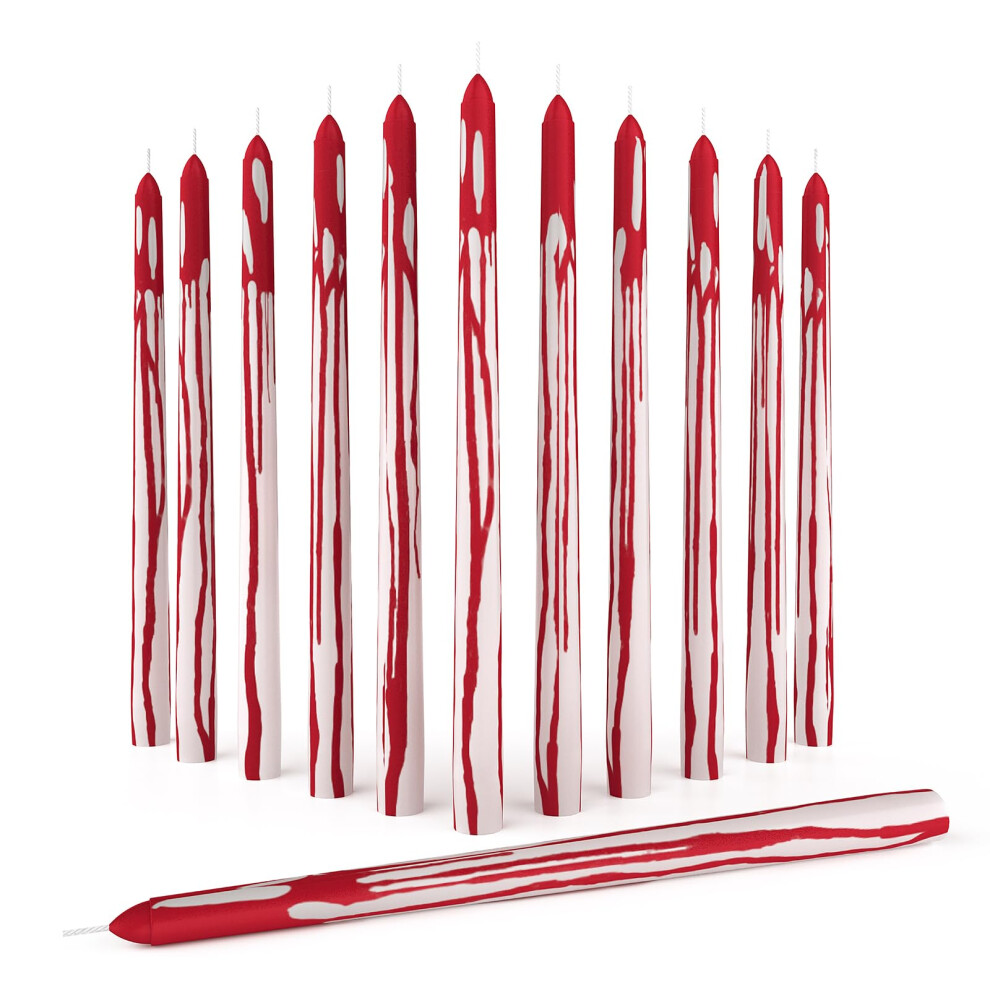 CANDWAX 12 inch Taper Candles Set of 12 - Unscented Candles Taper Burning for 10 Hours - No Drip Bleeding Taper Candles Ideal as Halloween Candles or-image-OPC-PFNRZ8X-NEW