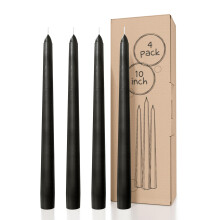 CANDWAX 10 inch Taper Candles Set of 4 - Tall Candles Unscented - Black Candles Tapered Candle Sticks Perfect as Household Candles or Dinner Candles -