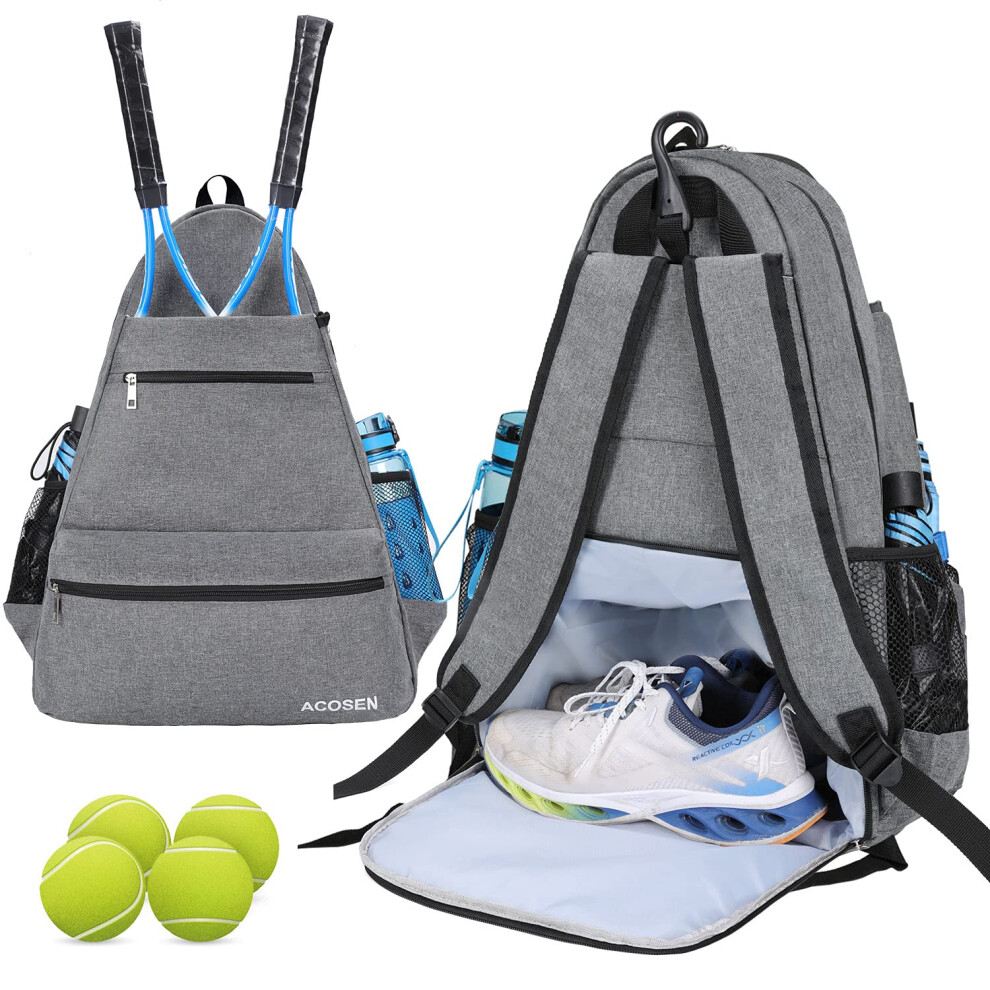 Sac de tennis ACOSEN - Sac     dos de tennis pour femme ou homme pouvant contenir 2 raquettes de tennis, raquettes de pickleball, v   tements et ball