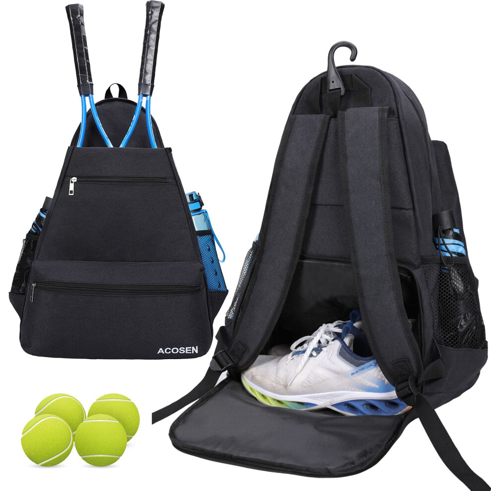 Sac de tennis ACOSEN - Sac     dos de tennis pour femme ou homme pouvant contenir 2 raquettes de tennis, raquettes de pickleball, v   tements et ball