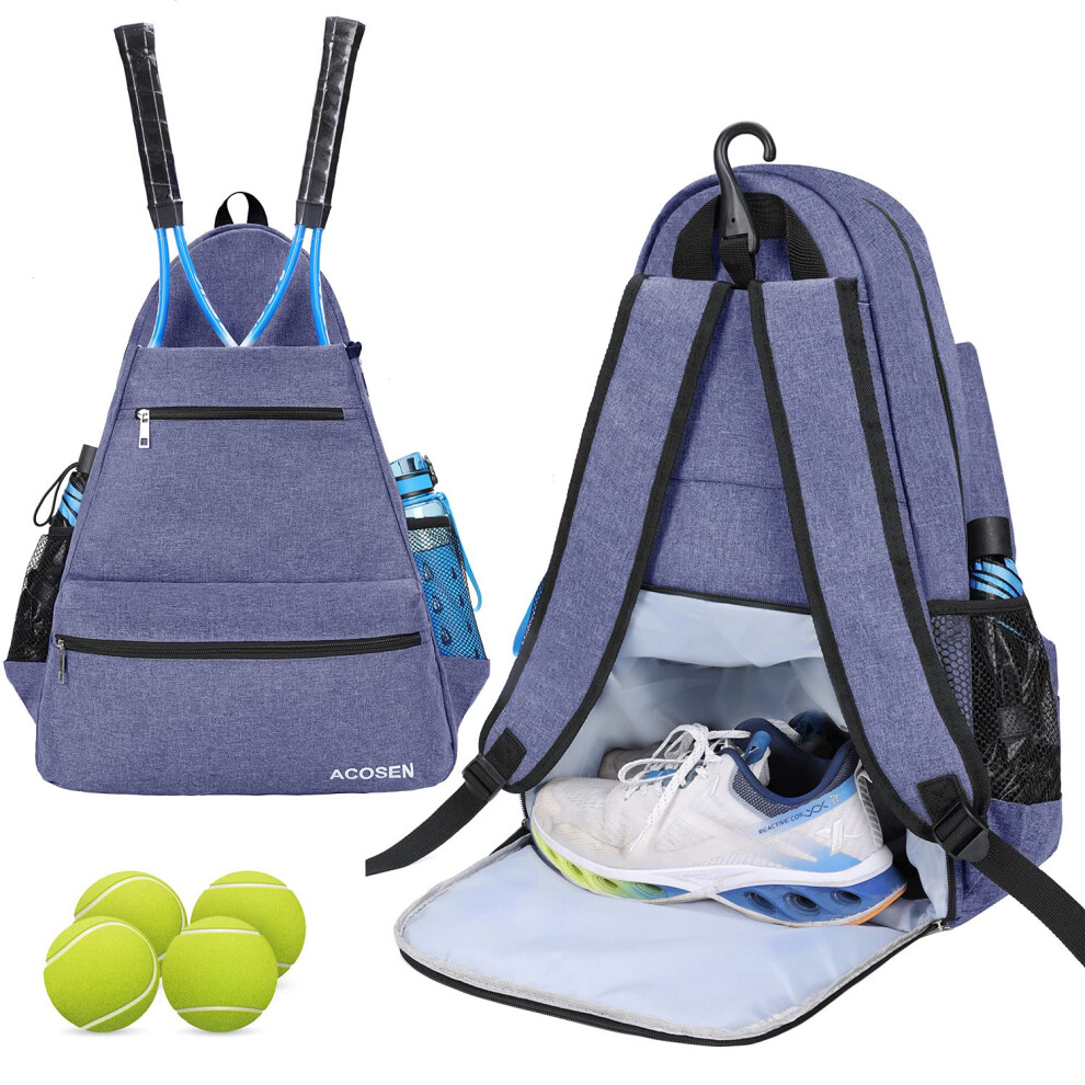 Sac de tennis ACOSEN - Sac     dos de tennis pour femme ou homme pouvant contenir 2 raquettes de tennis, raquettes de pickleball, v   tements et ball