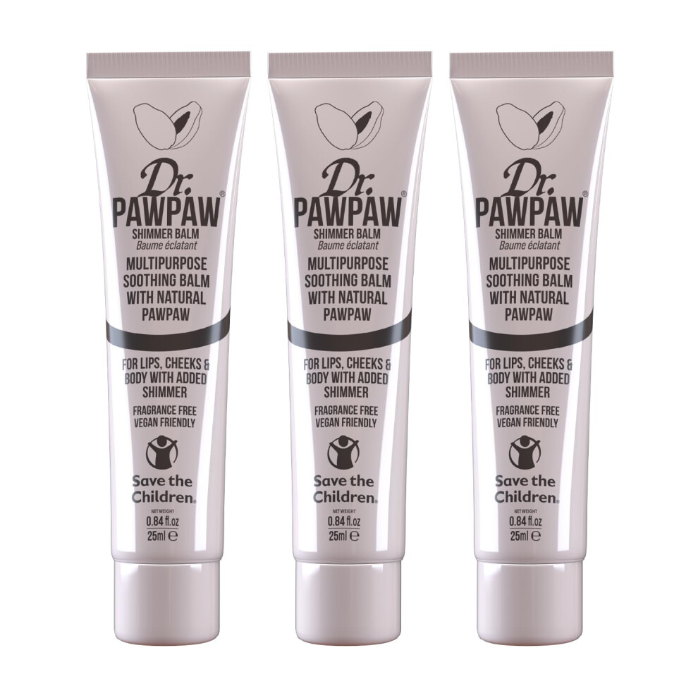 ??. Pawpaw Original Dr.pawpaw Shimmer Multi-Purpose Natural No Fragrance Balm For Hydrating Lips Skin Hair Cuticles Nails & Beauty Finishing 3 X 25 Ml