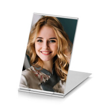 MIRRORNOVA Bärbar Fällspegel, Ultra-Slim Hållbar Makeup Bordsspegel för Resor med Aluminiumskal, Mini Storlek, 33