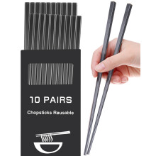 Chopsticks LIANGKEN 10 Pairs Dishwasher Safe Fiberglass Chopsticks Set 9.5 Inch Reusable Japanese Chinese Chopsticks Non-Slip Easy to Use colorful