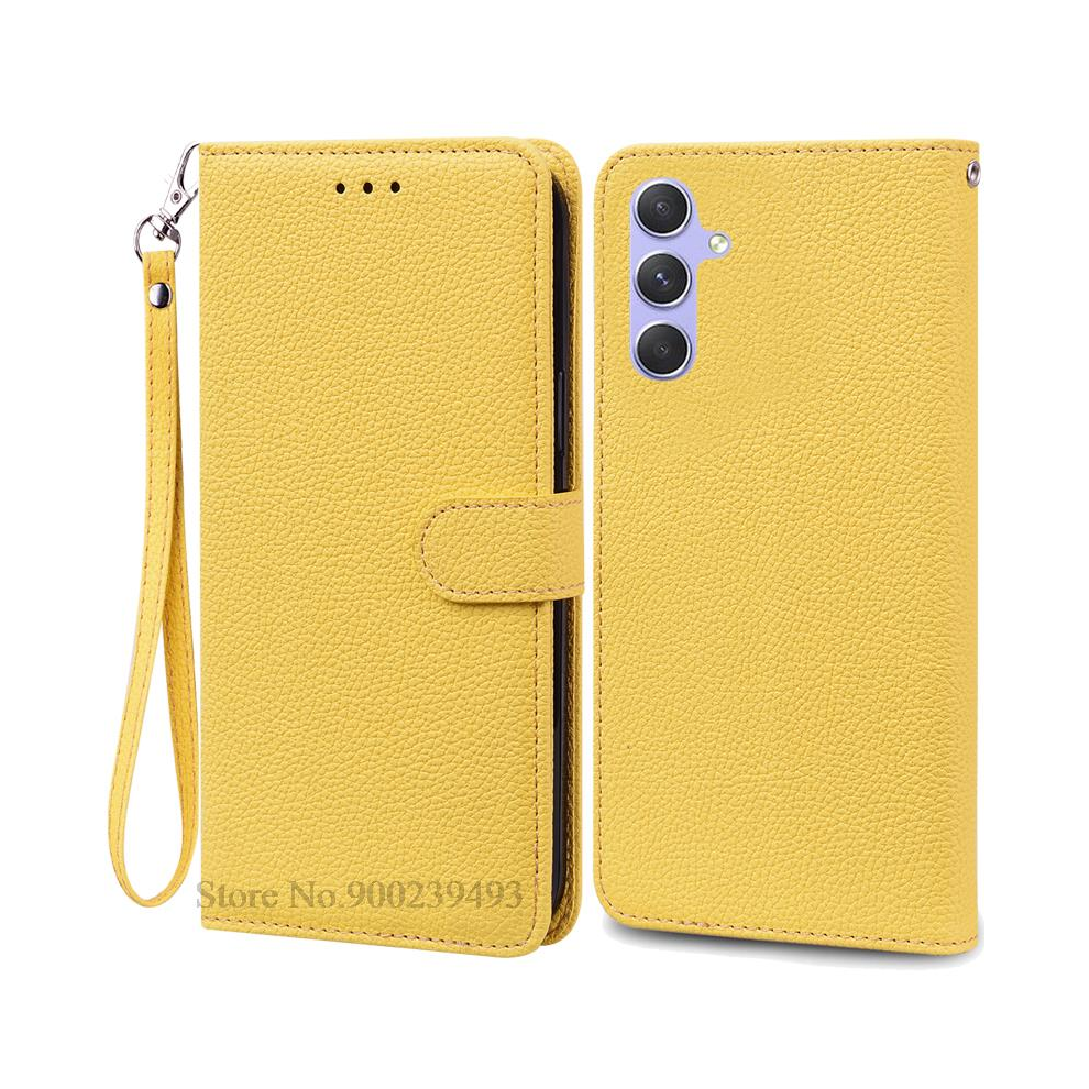 (-Strap, For Samsung A25 5G) A25 5G Case For Samsung Galaxy A25 Case Leather Wa Yellow 967855009445