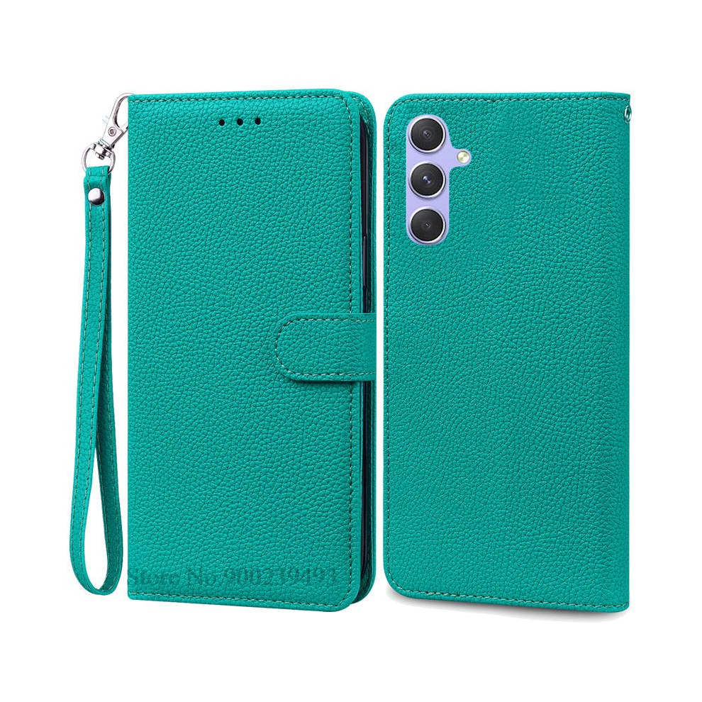 (-Strap, For Samsung A25 5G) A25 5G Case For Samsung Galaxy A25 Case Leather Wa Cyan 967855009421