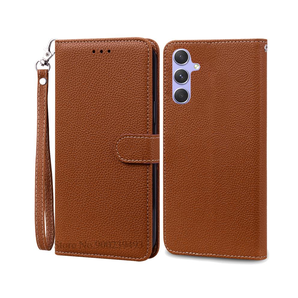 (-Strap, For Samsung A25 5G) A25 5G Case For Samsung Galaxy A25 Case Leather Wa Brown 967855009476