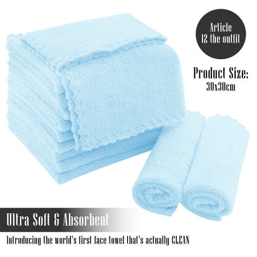 TENSTARS 12 Pack Premium Washcloths Set - Γρήγορο Στέγνωμα- Μαλακό Μικροΐνες Κοραλλένιο Βελούδο 1