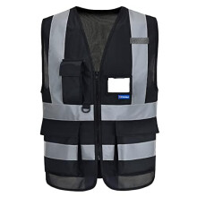 A-SAFETY High Visibility skerhetsvst svarta fickor