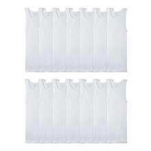 Confezione da 14 canottiere senza etichetta Fruit of the Loom da uomo, taglia A, colore: Bianco, taglia XL