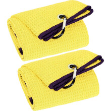 Towels de golfe com trincas de 2 pacote com 2 pacote de golfe premium Microfiber Fabric Waffle Pattern com Toalhas de golfe amarelas de clipe de