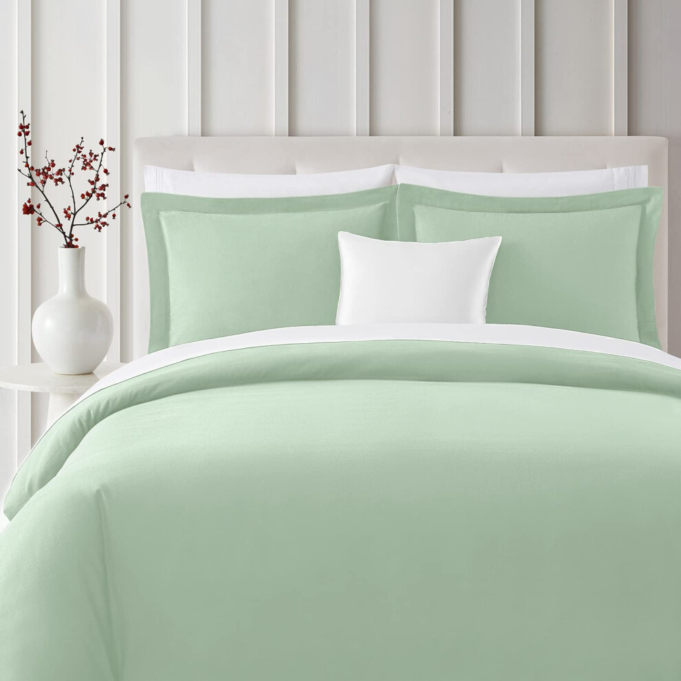 Parure de lit 3 pi   ces en flanelle Mellanni pour lit Queen size (2 taies d'oreiller et 1 housse de couette) - Literie en flanelle 100 % coton bio