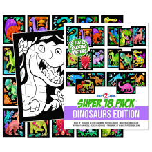 Super Pack med 18 Fuzzy Velvet Coloring Affischer (Dinosaurs Edition) - Arts Crafts for Boys and Girls - Perfekt fr skolresor Tidiga gruppaktivi