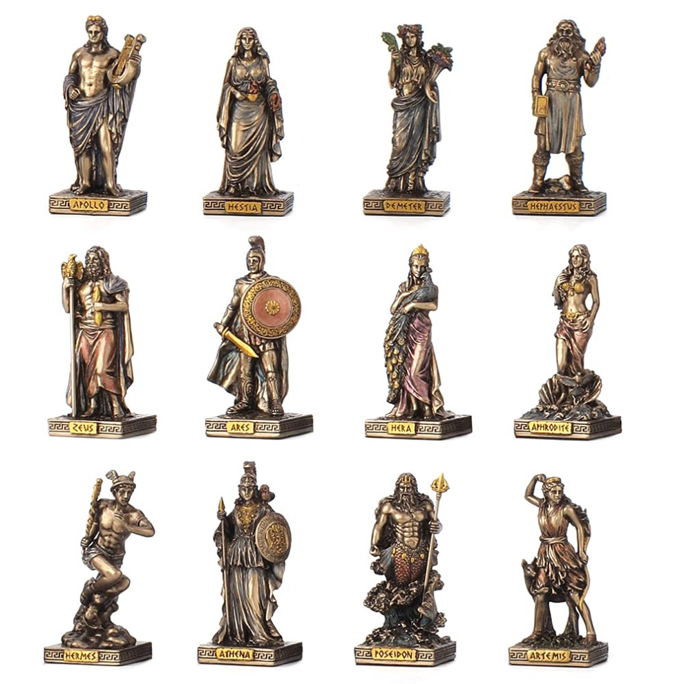 Veronese Design Set Di Statue In Miniatura Del Pantheon Greco Dei 12 Olimpionici Con Finitura In Bronzo-image
