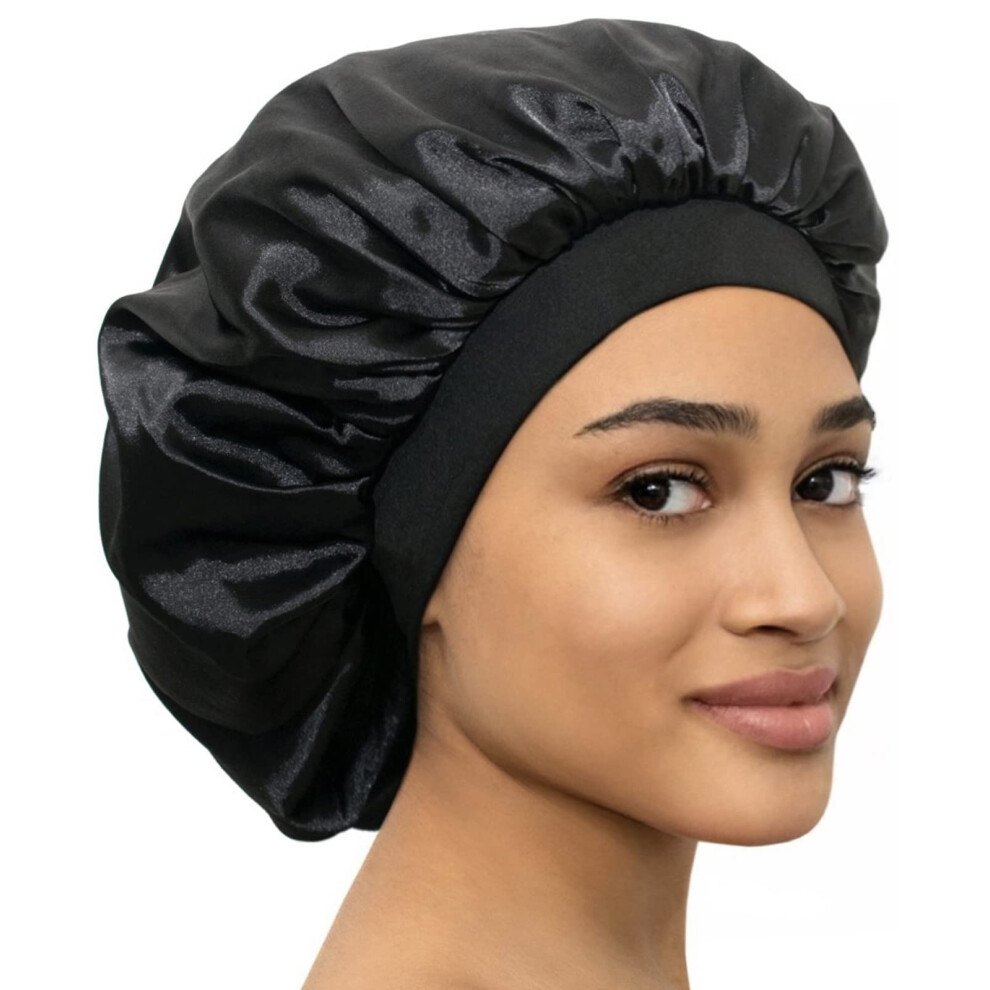Laykay Bonnet Silk Bonnet For Sleeping Satin Bonnet Hair Bonnets Women Silk Sleep Cap Satin Hair Bonnet Sleeping Bonet Silk Bonnet For Curly Hair For M Black