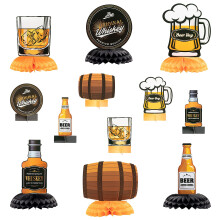 ANGOLIO Whisky Bier Tafel Centerpieces - 12 Stuks Whisky Honingraat Tafeltopper voor Vaderdag Whisky Bier Verjaardagsfeestje Decor Dubbelzijdig T