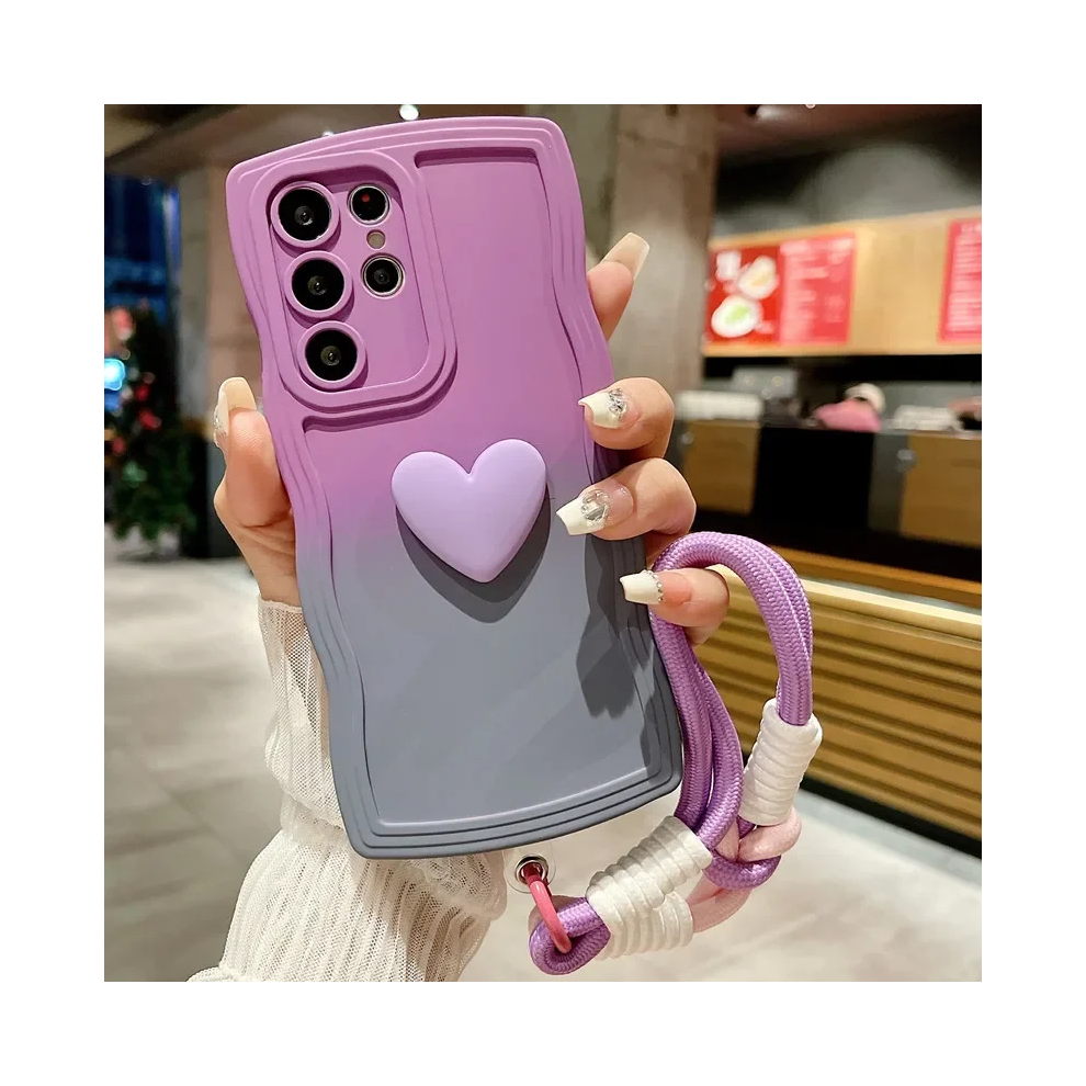 ( Gray, Galaxy S21 Fe) Love Heart Gradient Wrist Strap Case For Samsung G Purple 967855037769