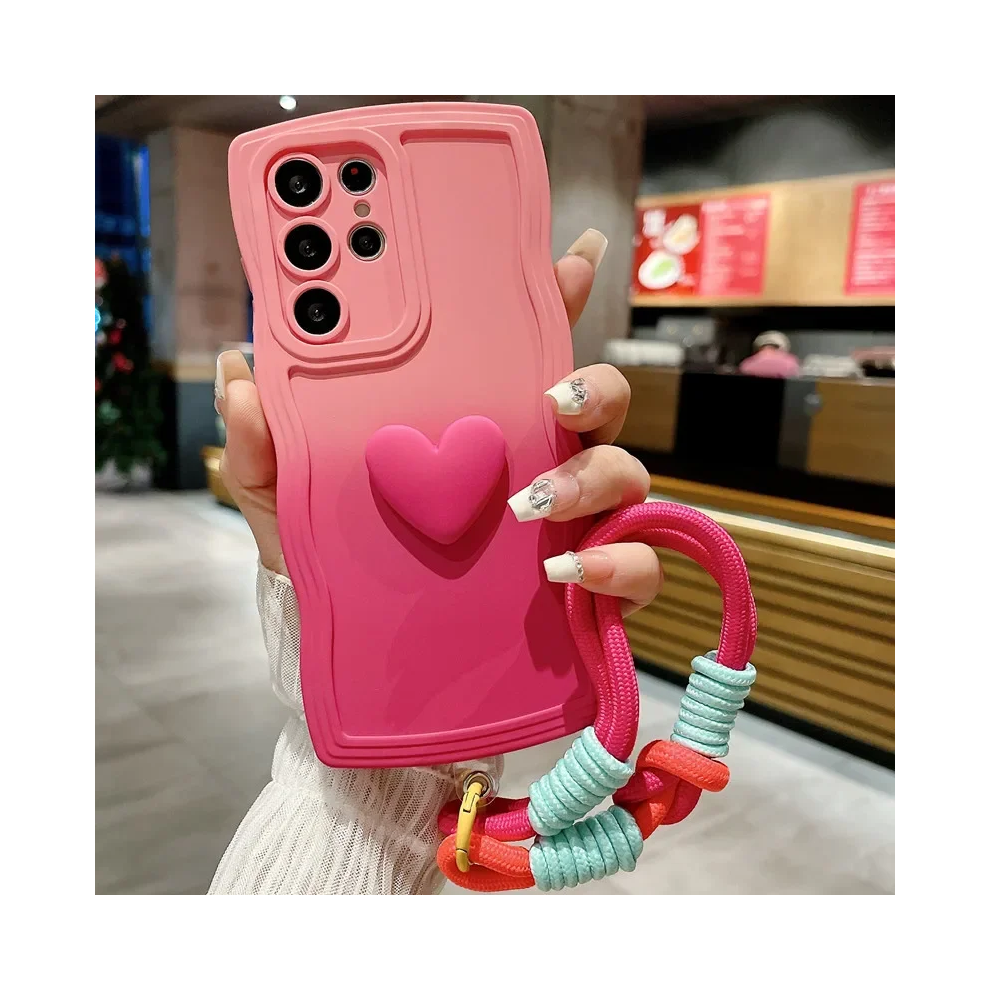 ( Rose, Galaxy S22 Plus) Love Heart Gradient Wrist Strap Case For Samsung G Pink 967855037905