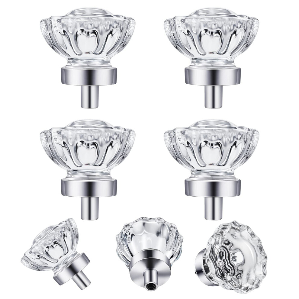 Shiny Handles 4 Pack Polished Chrome Knobs Glass Knobs Vintage Crystal Knobs For Dresser Drawer Cabinet Kitchen 653858390405