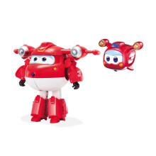 Super Wings - 5 Transforming 2-Pack Supercharged Jett & Super Pet Jett Airplane Toys | New from Season 5 | Airplane to Robot | Preschool Birthday Gift