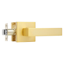 Leydebong 1 Pack Square Passage Door Handles Interior Door Locks for Hall/Closet Stain Brass Finished Modern Golden Door Handle