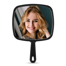 MIRRORNOVA Hand Mirror Extra Large Barber Hairdressing Handheld Mirror with Handle for Salon Square