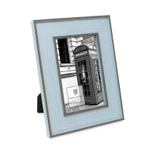 Isaac Jacobs 4x6 Blue w/Brown Vertical & Horizontal Double Border Picture Frame w/Black Fabric Easel Wall-Mountable Made for Tabletop & Gallery Hom