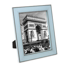 Isaac Jacobs 8x10 Blue w/Brown Vertical & Horizontal Double Border Picture Frame w/Black Fabric Easel Wall-Mountable Made for Tabletop & Gallery Ho