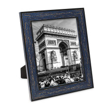 Isaac Jacobs 8x10 Navy w/Gold Vertical & Horizontal Double Border Picture Frame w/Black Fabric Easel  Wall-Mountable  Made for Tabletop & Gallery  Hom