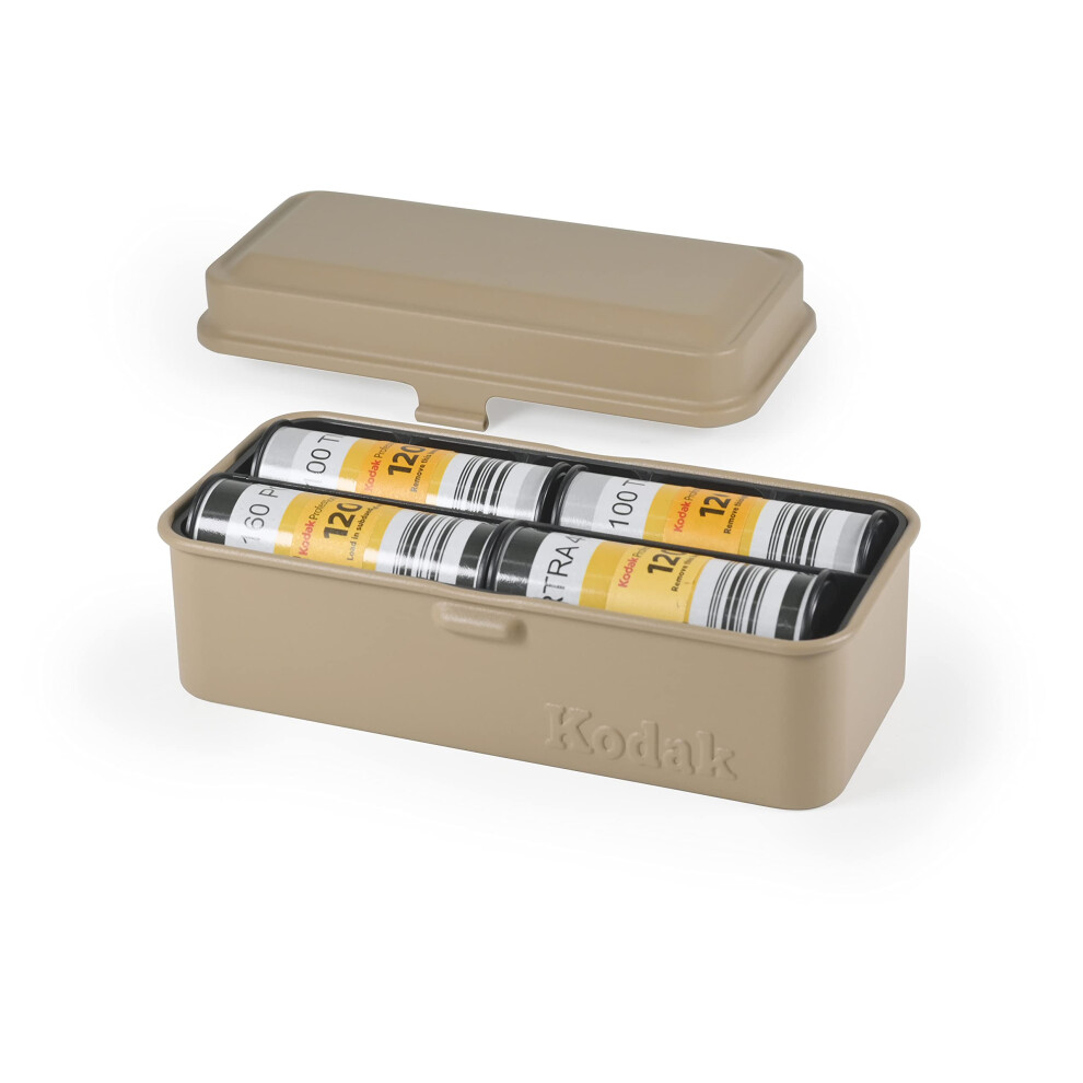 KODAK 120/135 Film Case - for 8 Rolls of 120 Films / 10 Rolls of 35mm Films - Retro Steel Case to Sort & Safeguard Film Beige Film is not Included