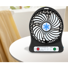 (Noir) Mini ventilateur portable rechargeable avec lumière LED et refroidisseur de bureau, recharge USB, pour bureau, maison et extérieur