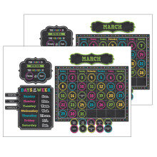 Door de leraar gemaakte bronnen Krijtbord Brights Kalender Bulletin Board Display Set, set van 2